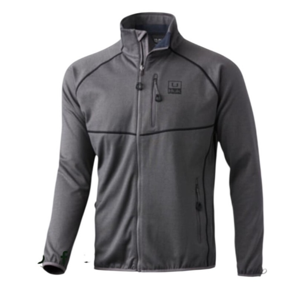 Huk Fin Performance Fishing Mens XL Gray Full Zip Fleece Lined Jacket H1300063